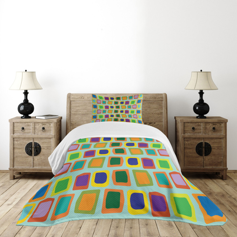 Uneven Rectangles Bedspread Set