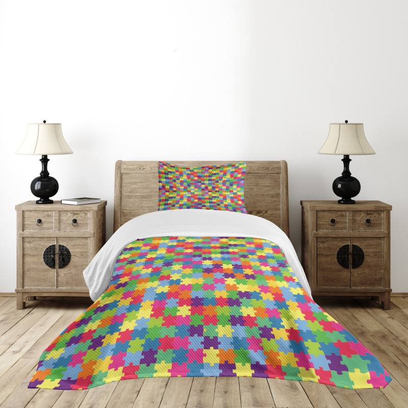 Patchwork Puzzle Piece Bedspread Set