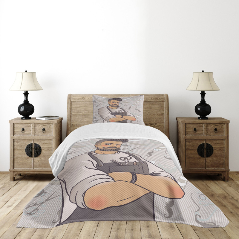 Muscular Barber Man Bedspread Set