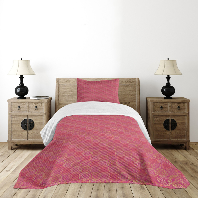 Boho Theme Moire Circle Bedspread Set