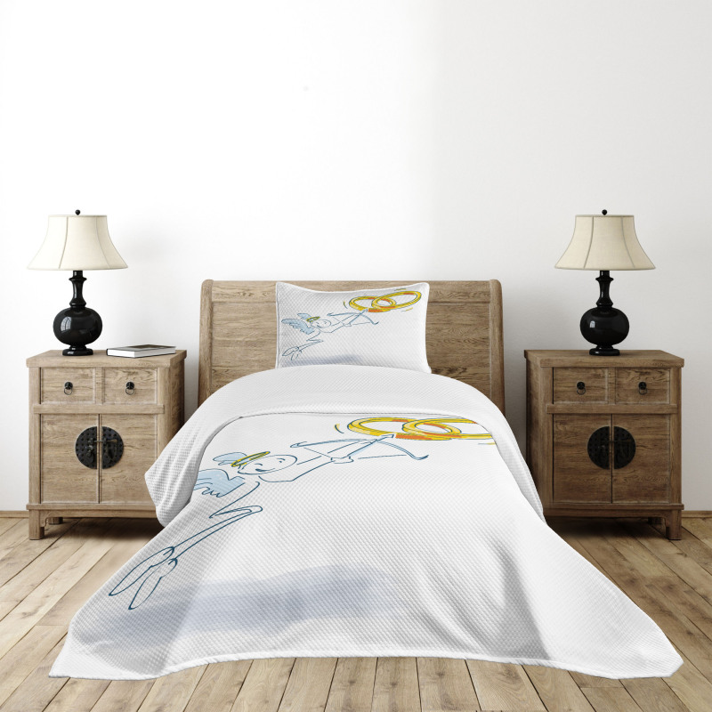 Funny Cupid Stickman Bedspread Set