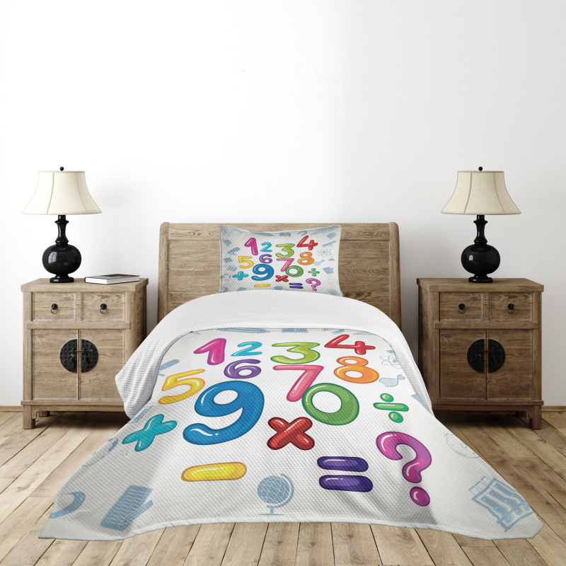 Math Signs Education Bedspread Set