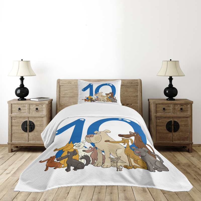 Street Dogs Puppies Bedspread Set