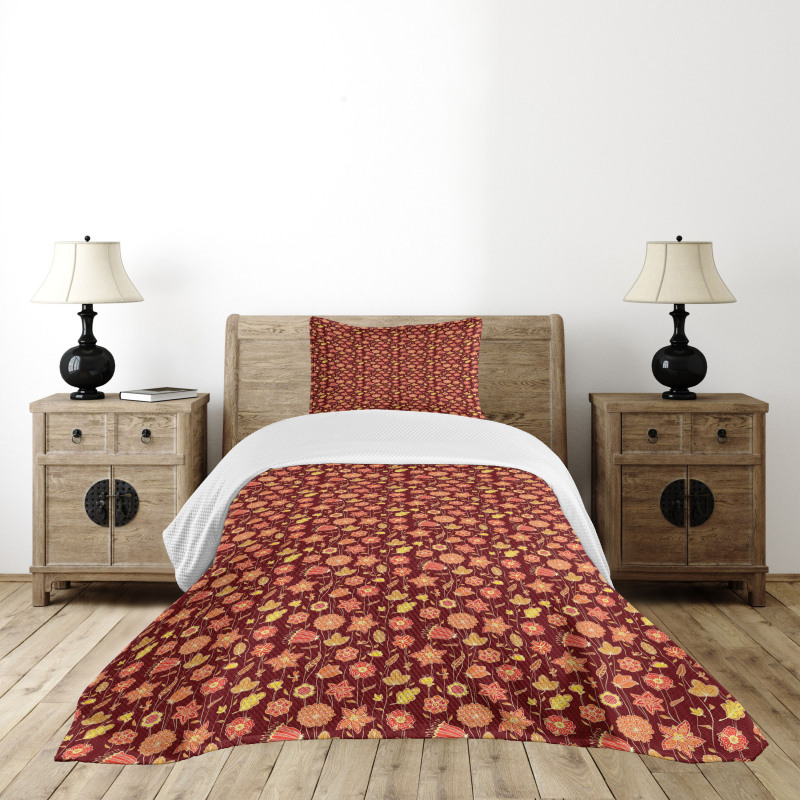Fiery Flowers Concept Bedspread Set