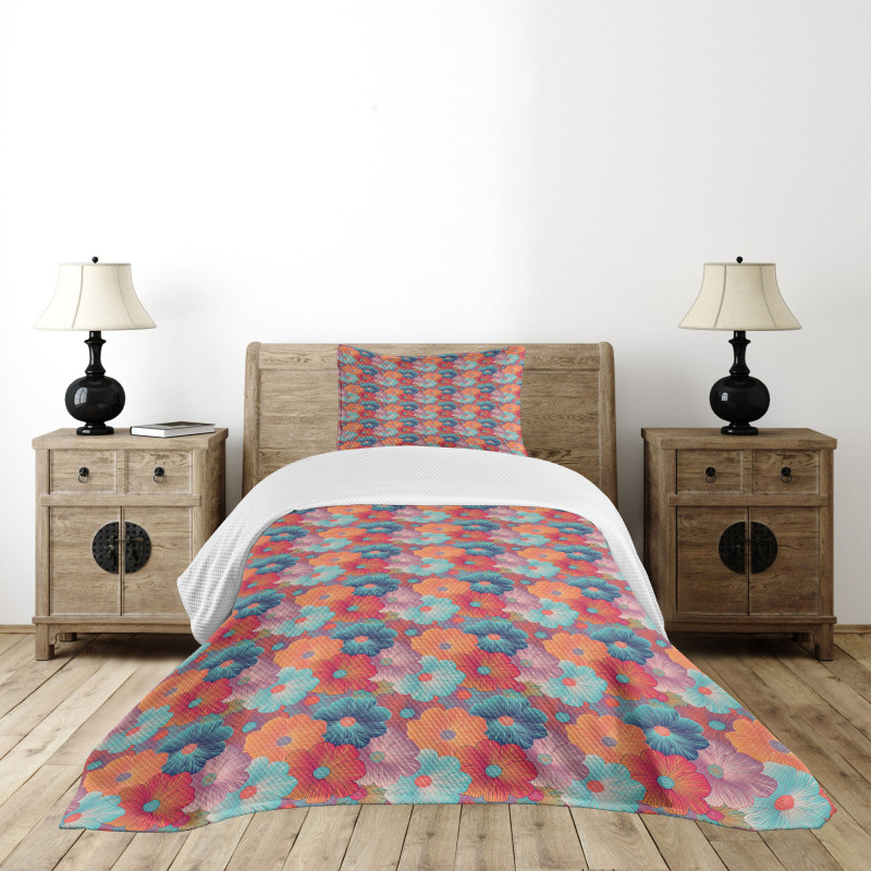 Overlapped Flower Petals Bedspread Set