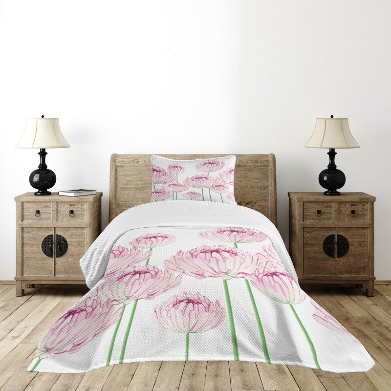 Tender Peony Flowers Bedspread Set