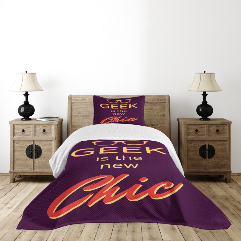 Typography Hipster Words Bedspread Set