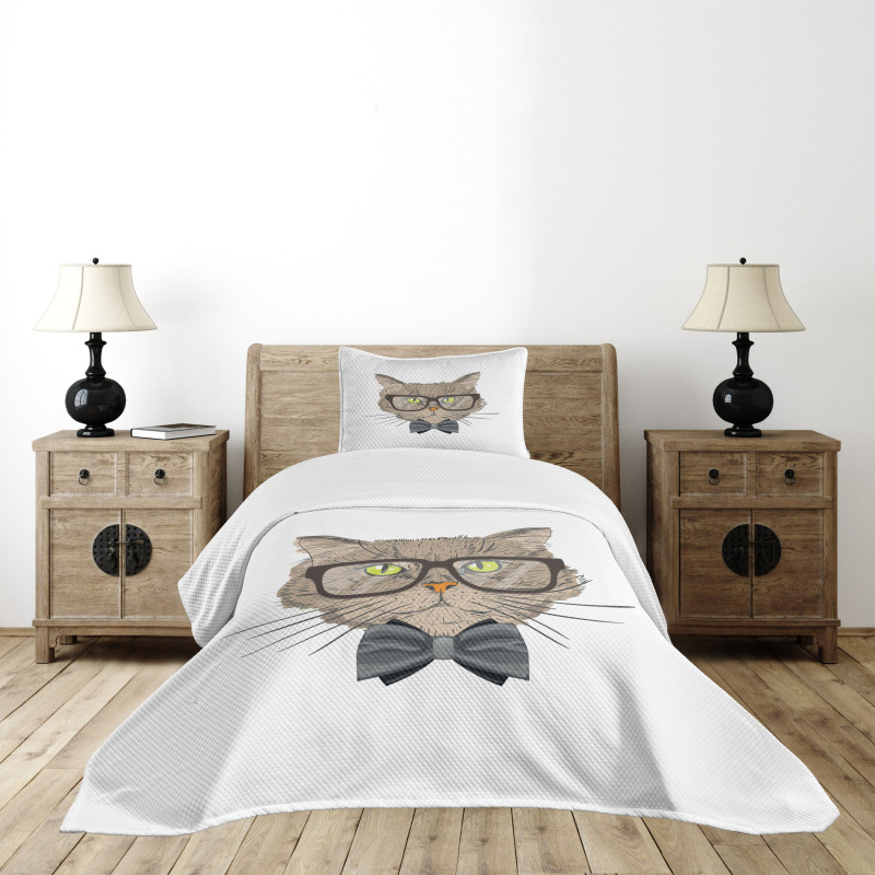 Urban Style Hipster Cat Bedspread Set