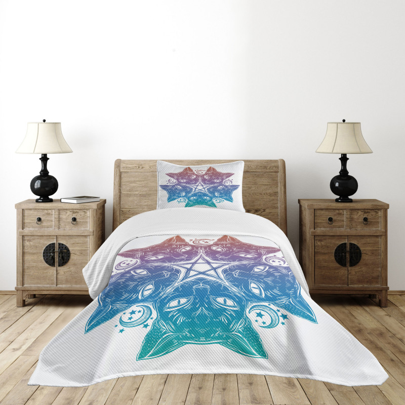 Cats Mandala Design Bedspread Set