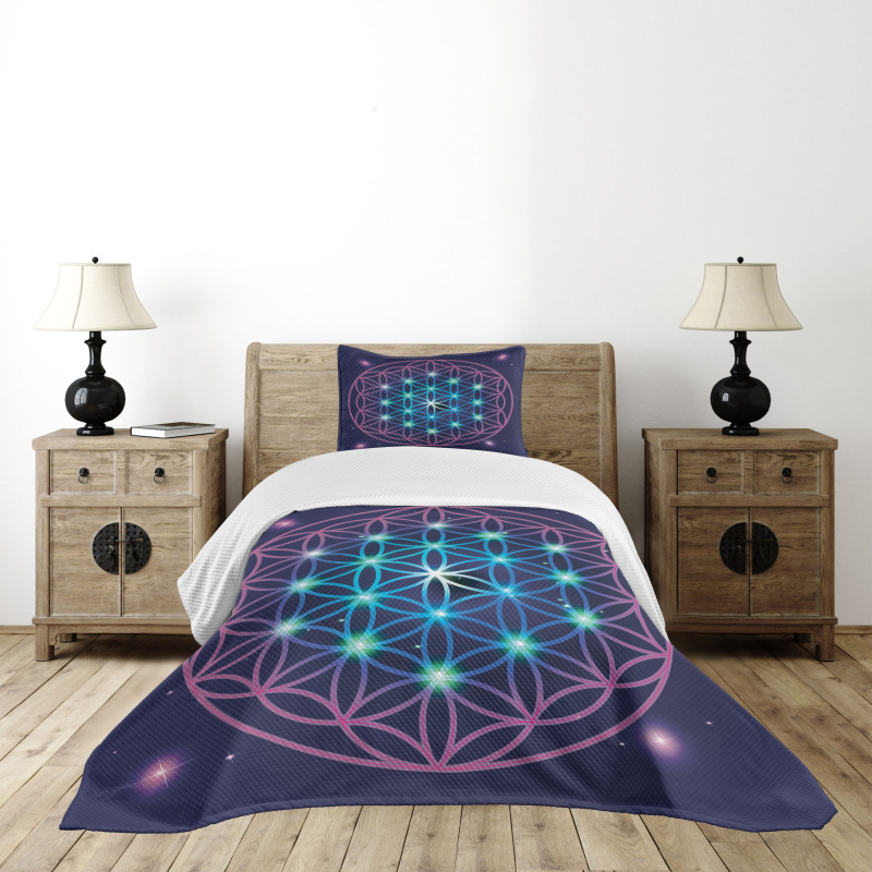 Ombre Flower of Life Bedspread Set