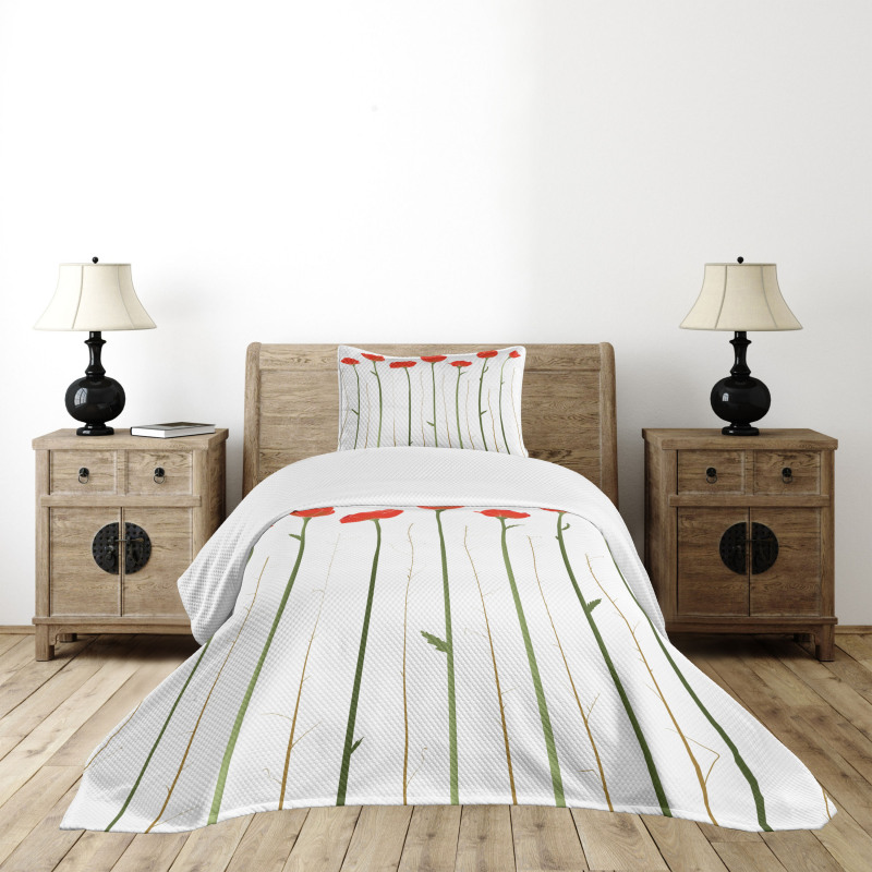 Red Poppies on Spring Bedspread Set