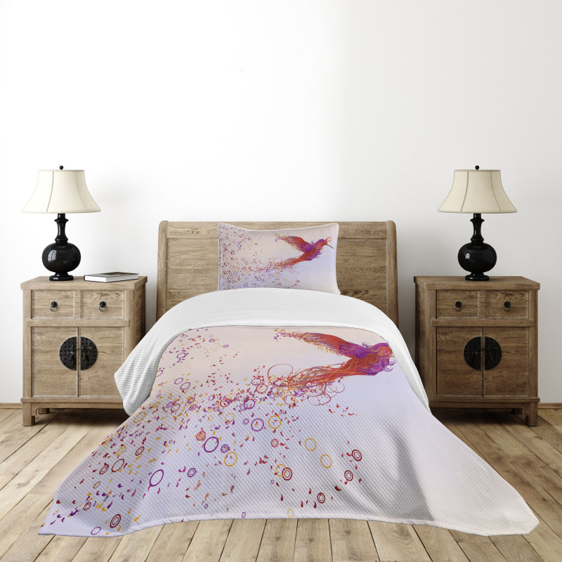 Curly Feather Hummingbird Bedspread Set