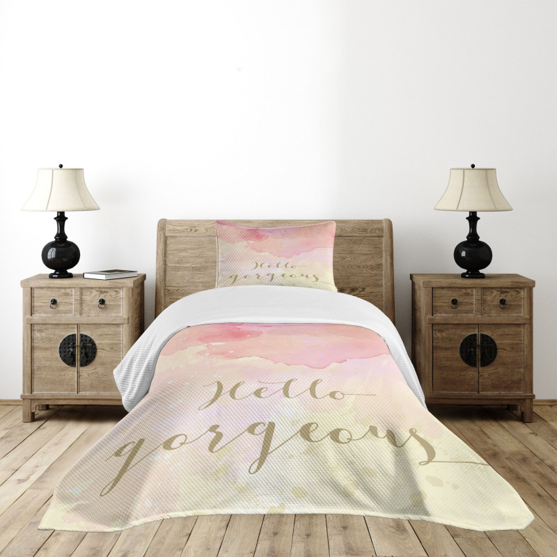 Pink Watercolor Bedspread Set
