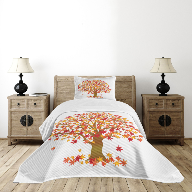 Fall Season MaplevLeaves Bedspread Set