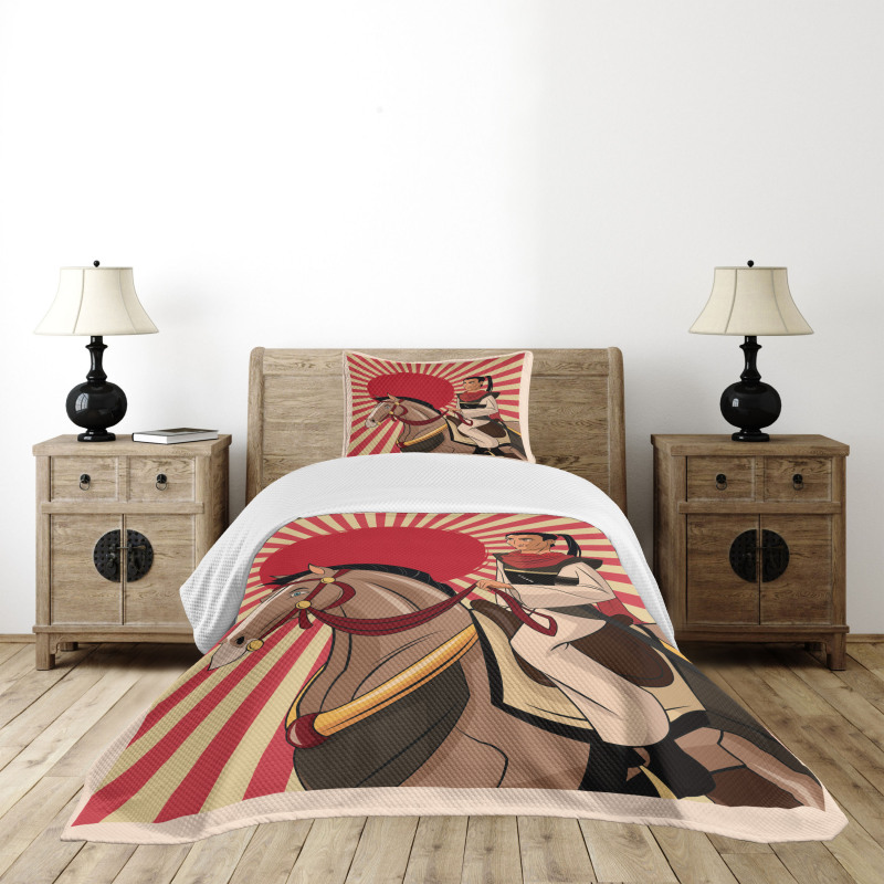 Japanese Man Horse Bedspread Set