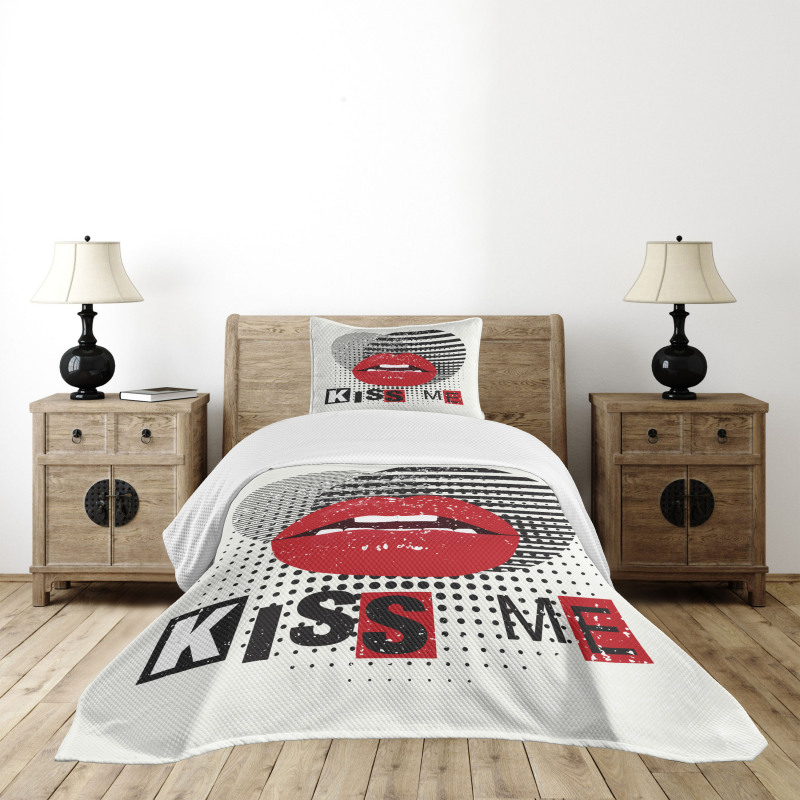 Halftone Circles Motif Bedspread Set