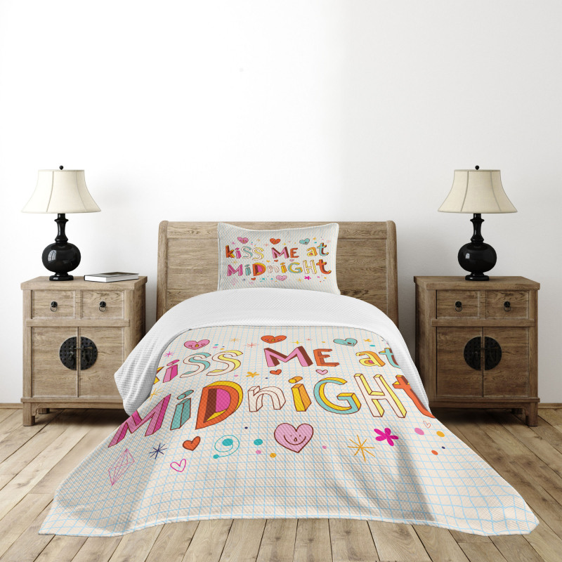 Colorful Letters Words Bedspread Set