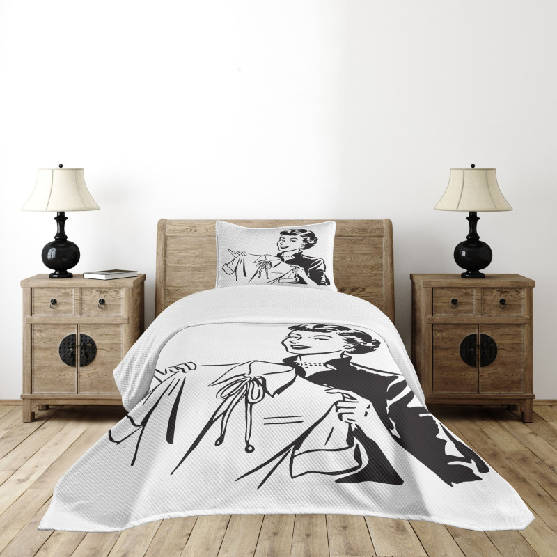 Lady with Blouse Bedspread Set