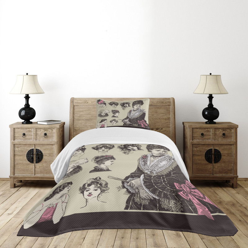 Retro Lady Bedspread Set