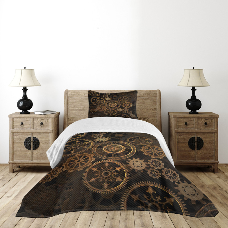 Dark Shade Wheels Bedspread Set