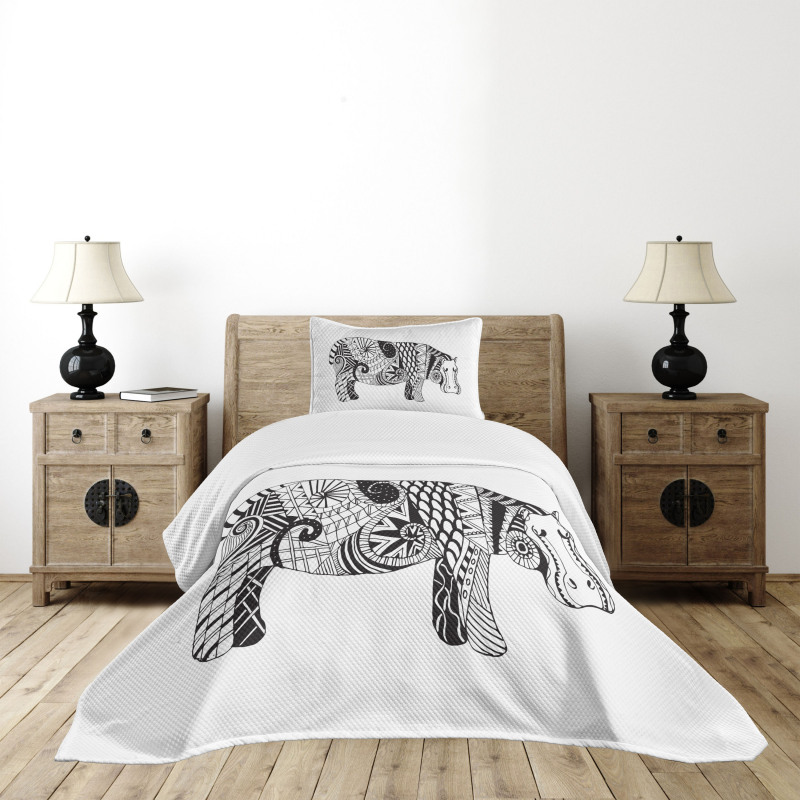 Hippo Geometric Ornament Bedspread Set