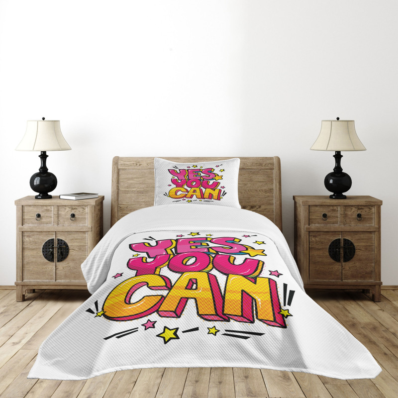 Yes You Can Word Bubble Bedspread Set