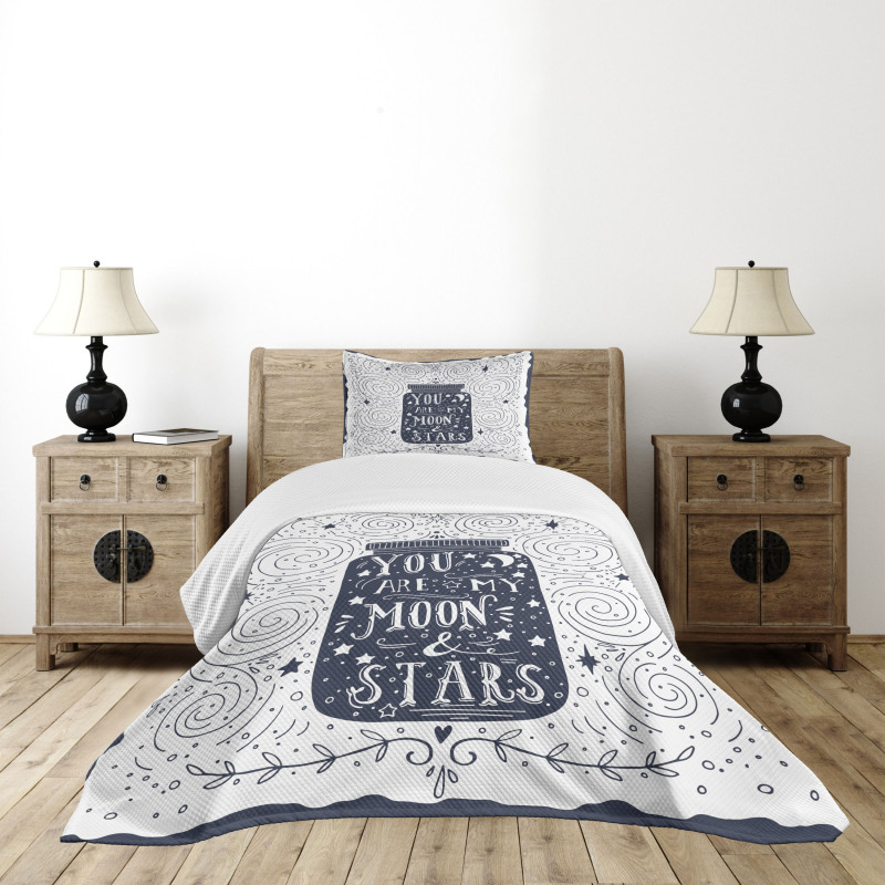 Vintage Doodle Curl Star Bedspread Set
