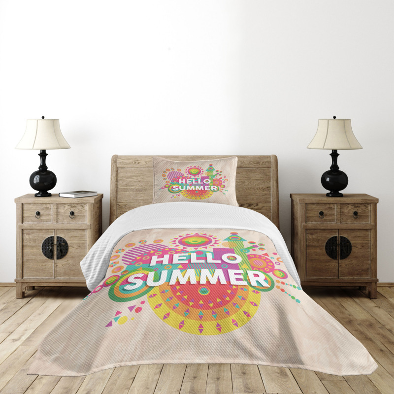 Hello Summer Typography Bedspread Set