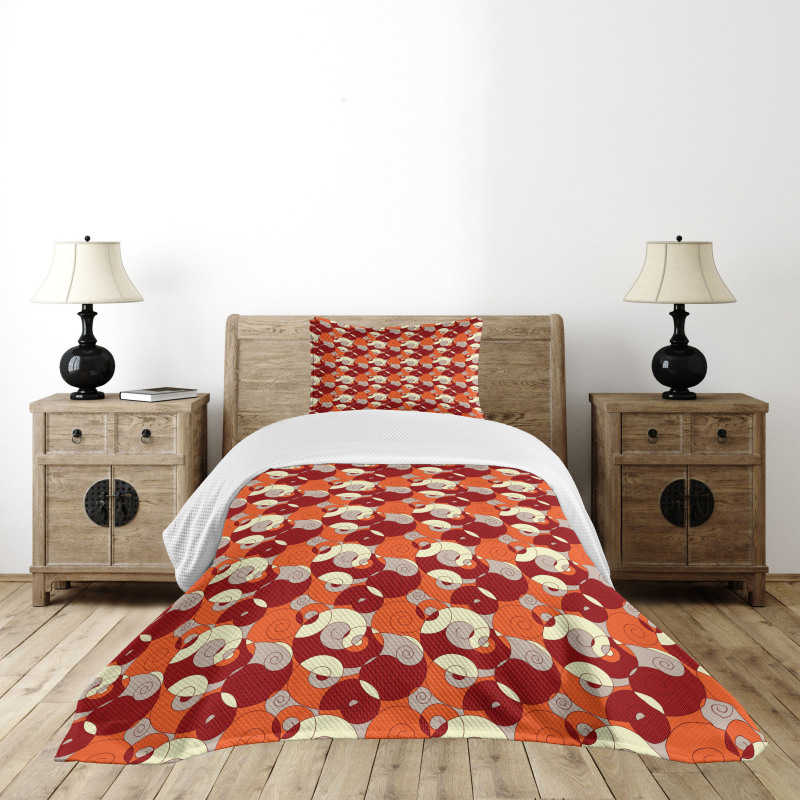 Retro Spirals Twirls Bedspread Set