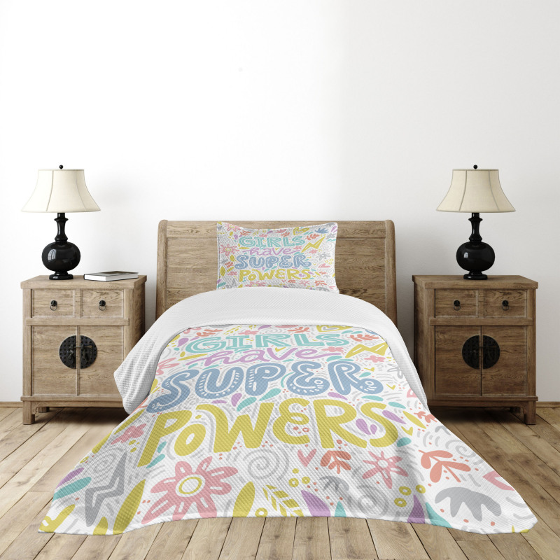 Boho Floral Girl Power Bedspread Set