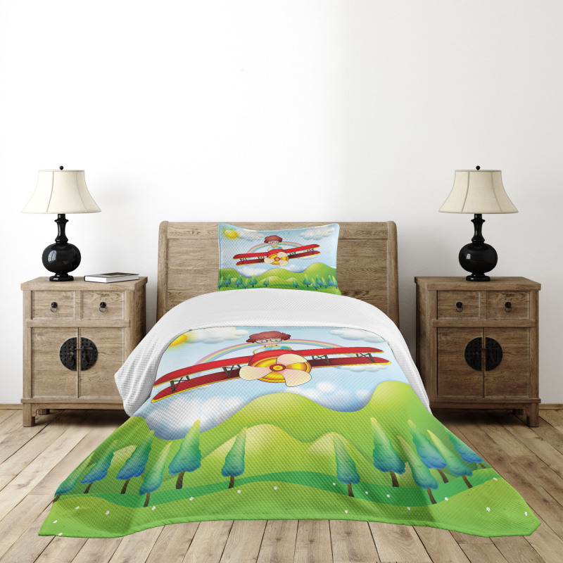 Boy in Sky Sunny Day Bedspread Set