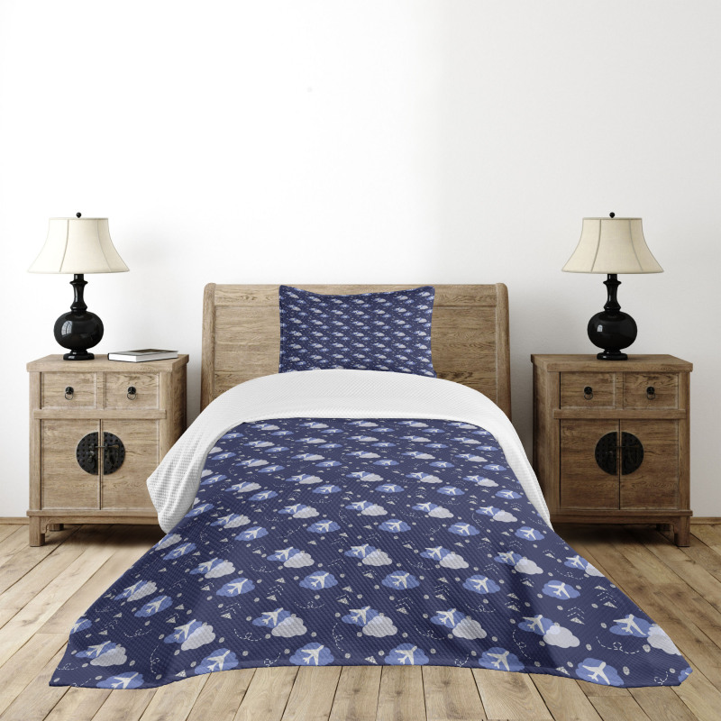 Geometrical Aircraft Bedspread Set