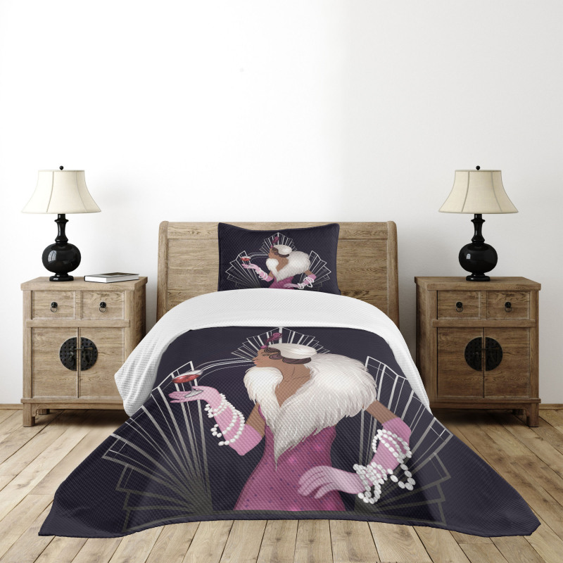 Fur Collar Lady Bedspread Set