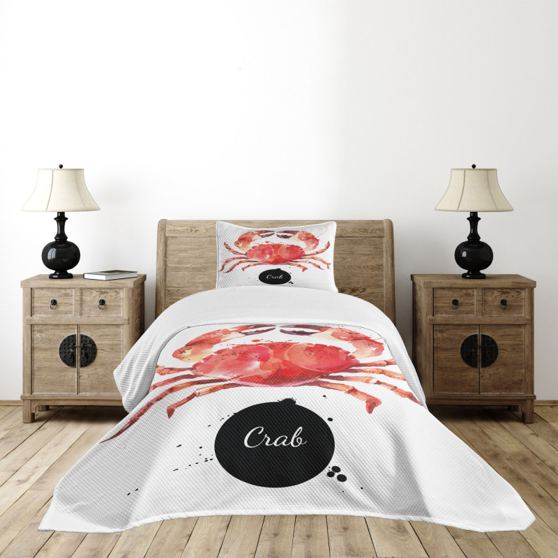 Ink Splatter King Crab Bedspread Set