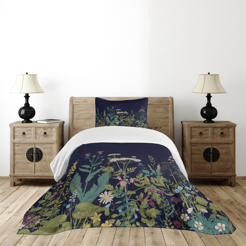 Rural Herbs Flowers Bedspread Set