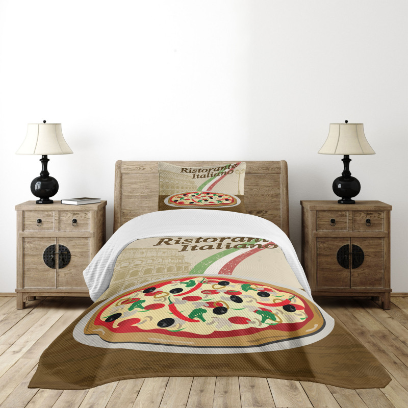 Italian Food Colloseum Bedspread Set