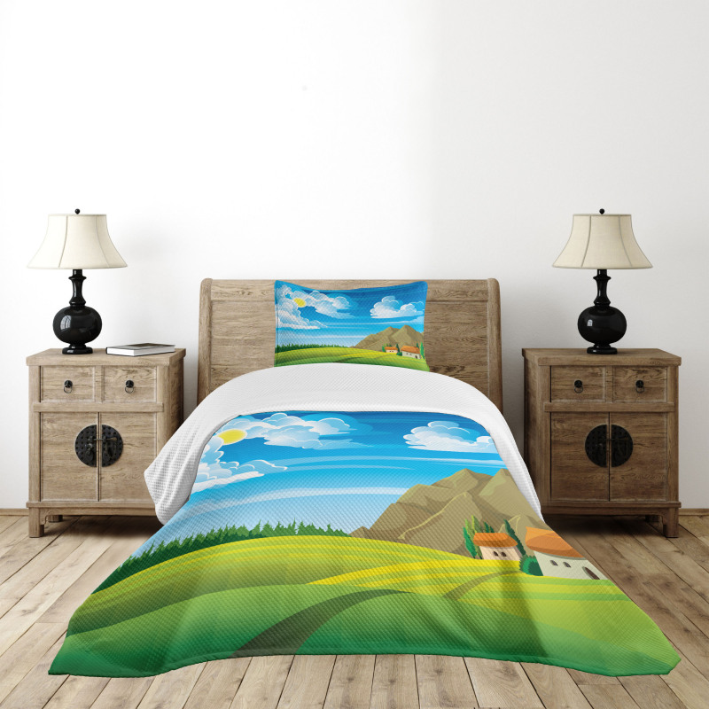 Tree House and Mountains Bedspread Set