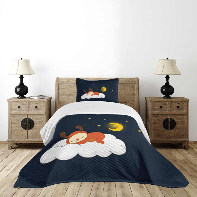 Reindeer Sleeping in Sky Bedspread Set