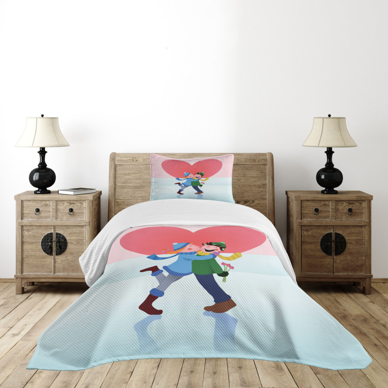 Winter Love Theme Bedspread Set