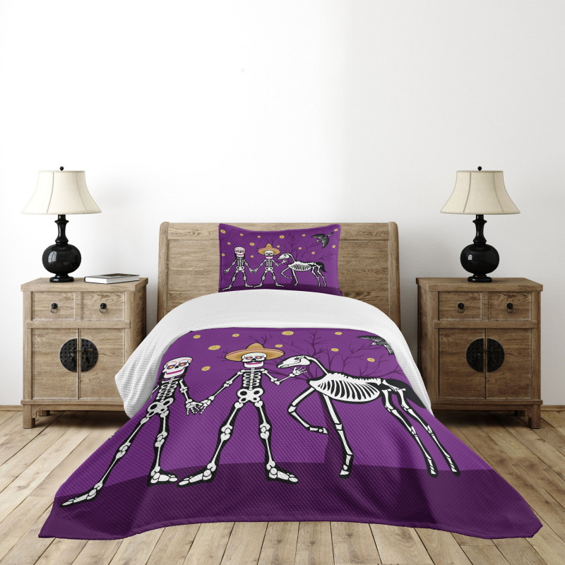 Skeleton Couple Bedspread Set