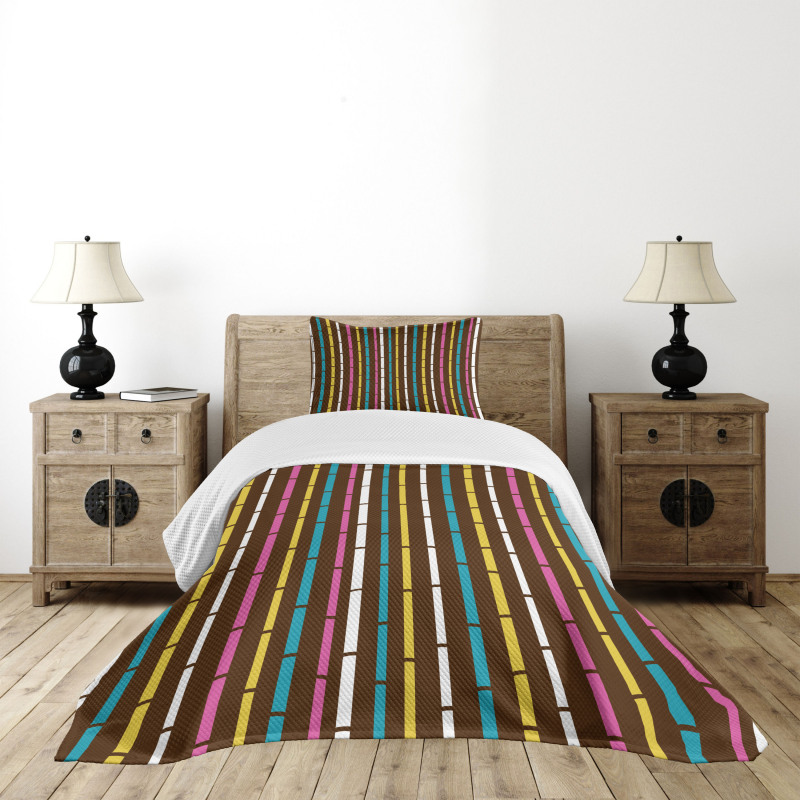 Rainbow Bamboo Sticks Bedspread Set