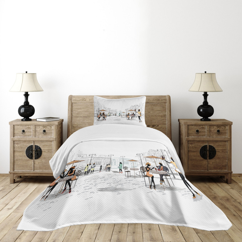 European Street Restaurant Bedspread Set