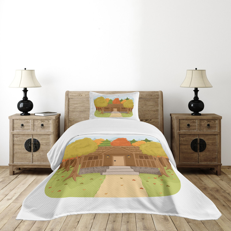 Cabin in the Autumn Forest Bedspread Set