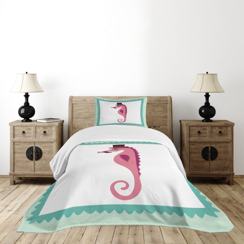 Hipster Seahorse Hat Bedspread Set