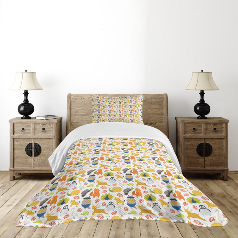 Cartoon Exotic Animals Bedspread Set