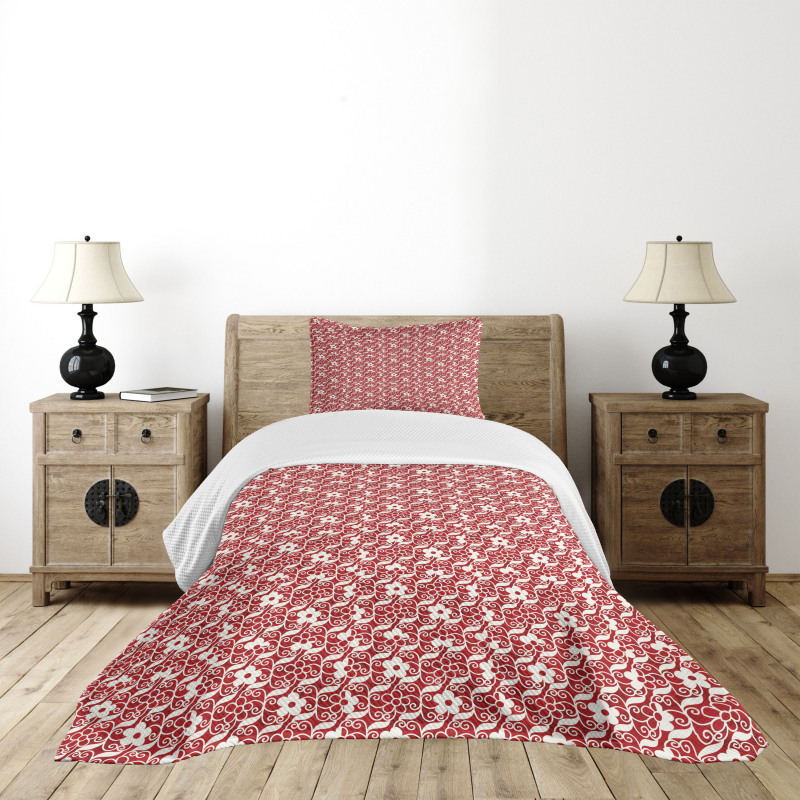 Spiral Vine Leaf Flower Bedspread Set