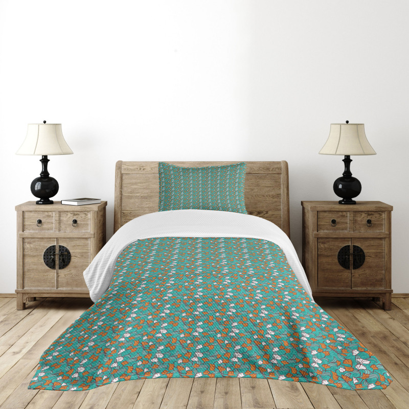 Autumn Leaf Swirly Branch Bedspread Set