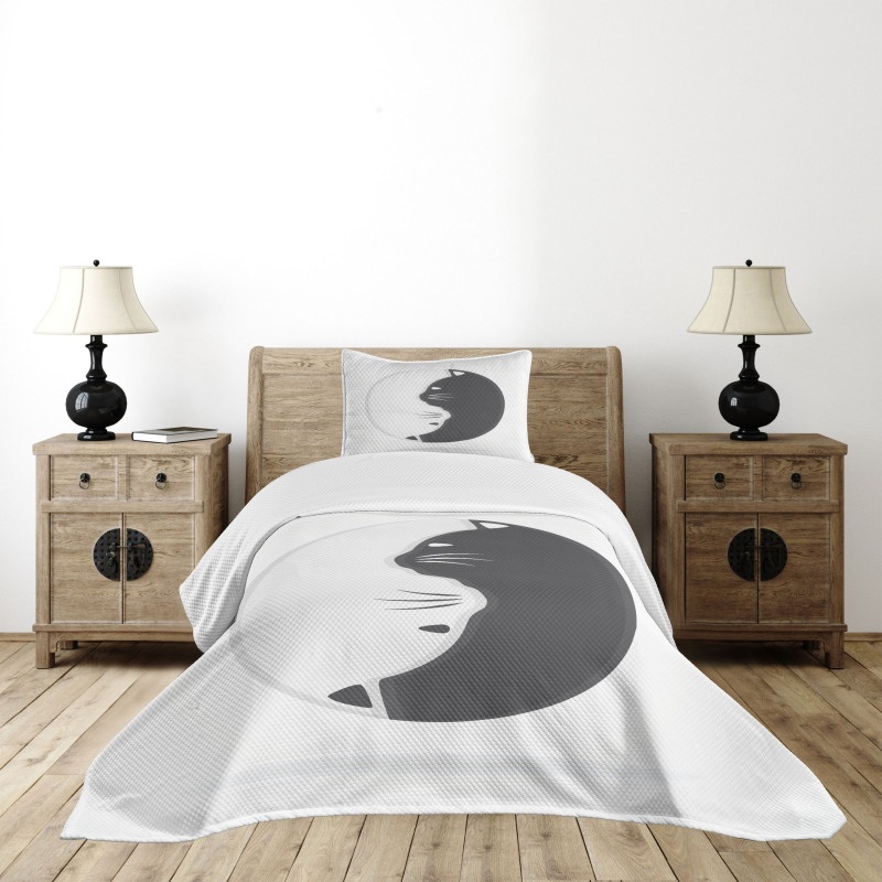 Black and White Cats Bedspread Set
