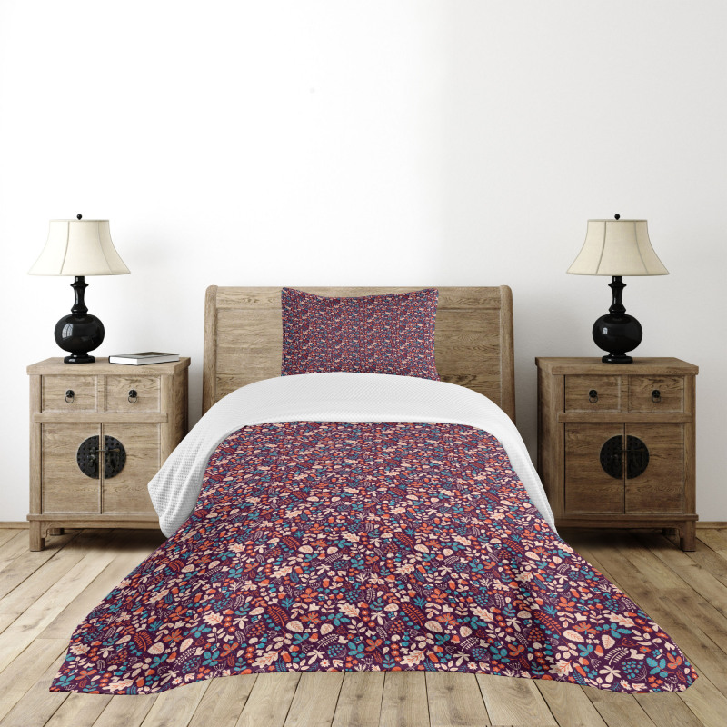 Autumn Leaves Berries Bedspread Set