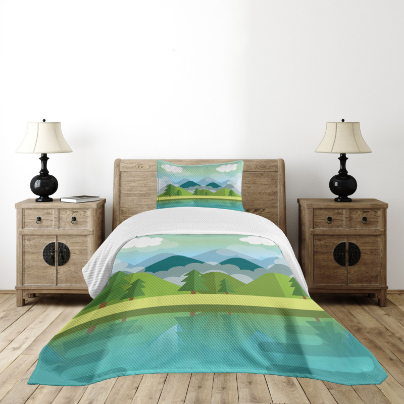 Simplistic Landscape Bedspread Set